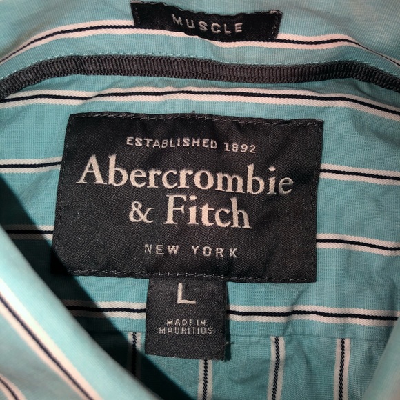 Men’s Abercrombie & Fitch Small Logo Striped Long Sleeve Button Up Shirt Large - Picture 4 of 6